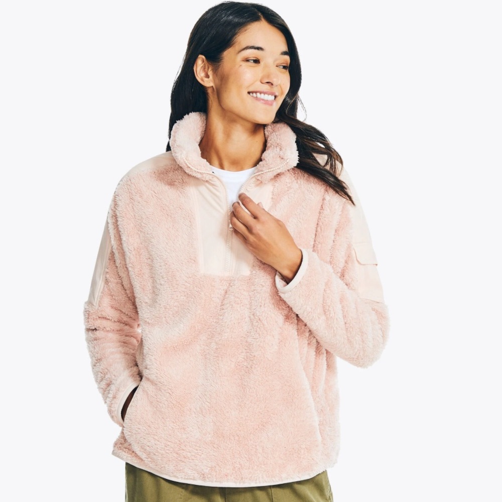 Pink fleece quarter zip